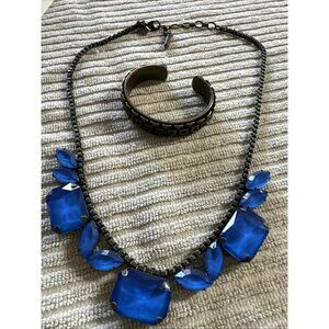 Loren Hope Necklace And Bracelet Blue Art Deco